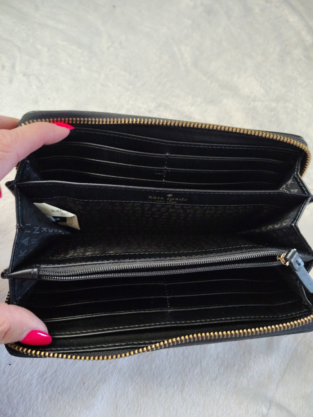 Kate Spade Black Pebbled Leather Zip Wristlet - Picture 4 of 5